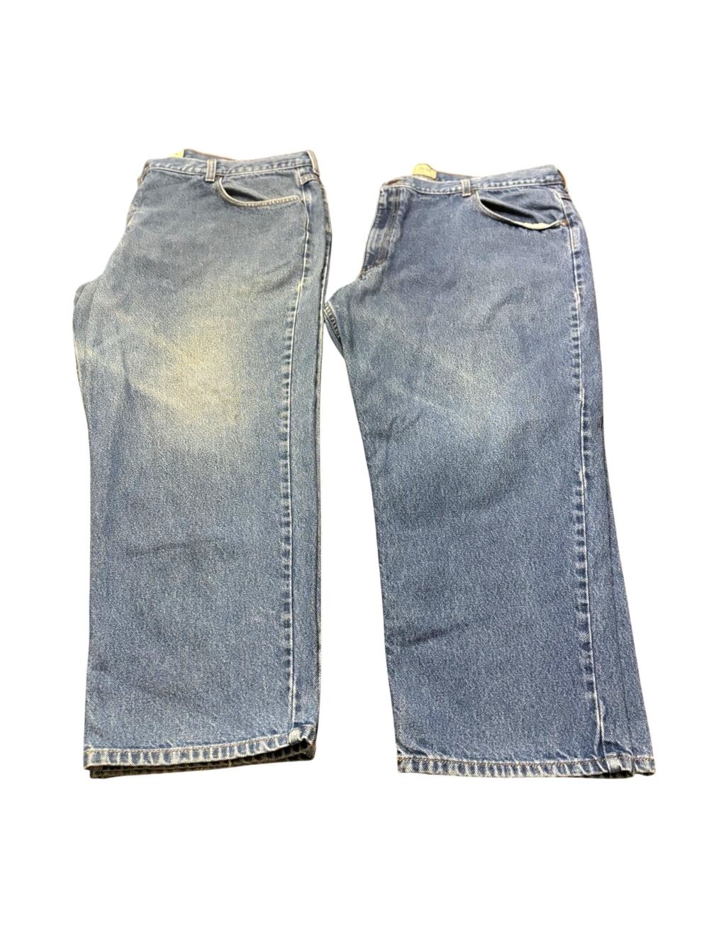Lot 2 LL Bean Mens 46x28 Jeans Relaxed Fit Wash Blue Denim 100% Cotton